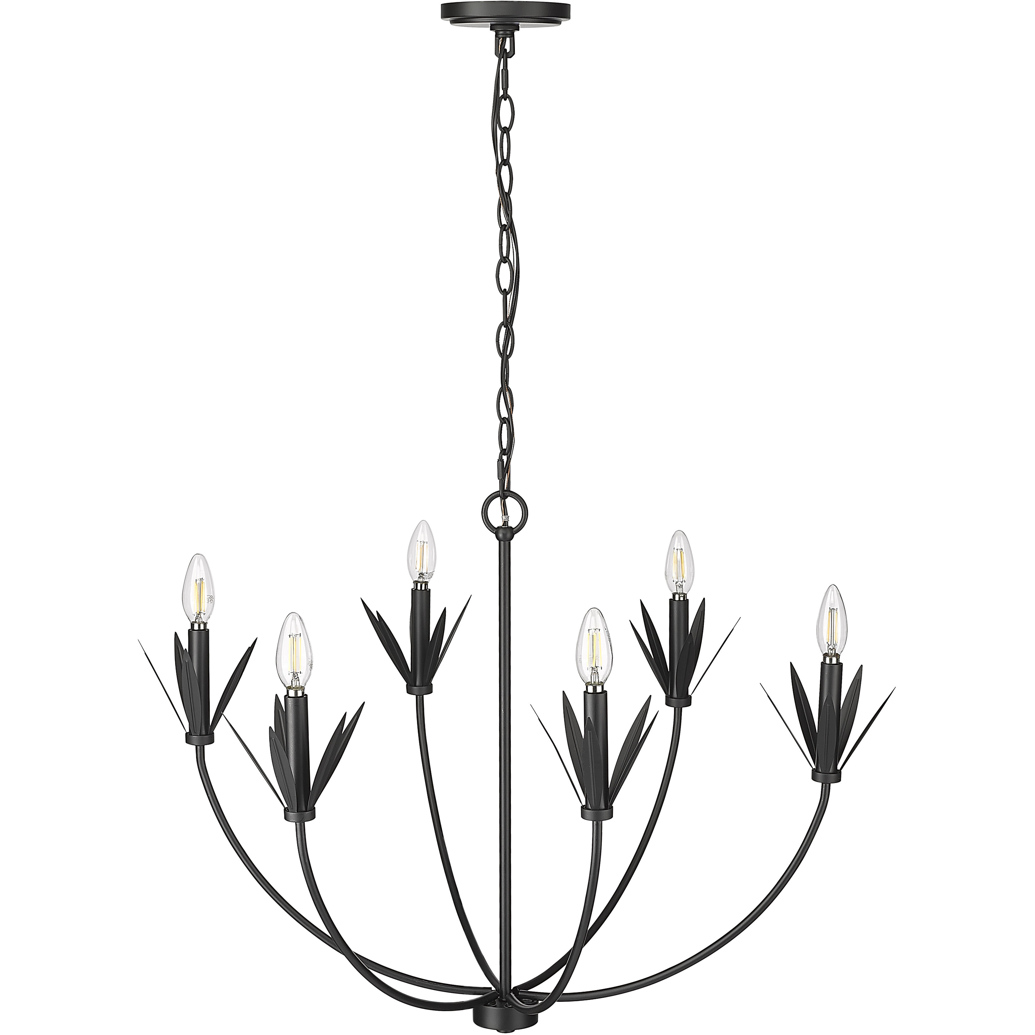 Primrose 6 Light 30.5 inch Matte Black Chandelier Ceiling Light